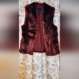 Forever 21 Deep Red Faux Fur Vest